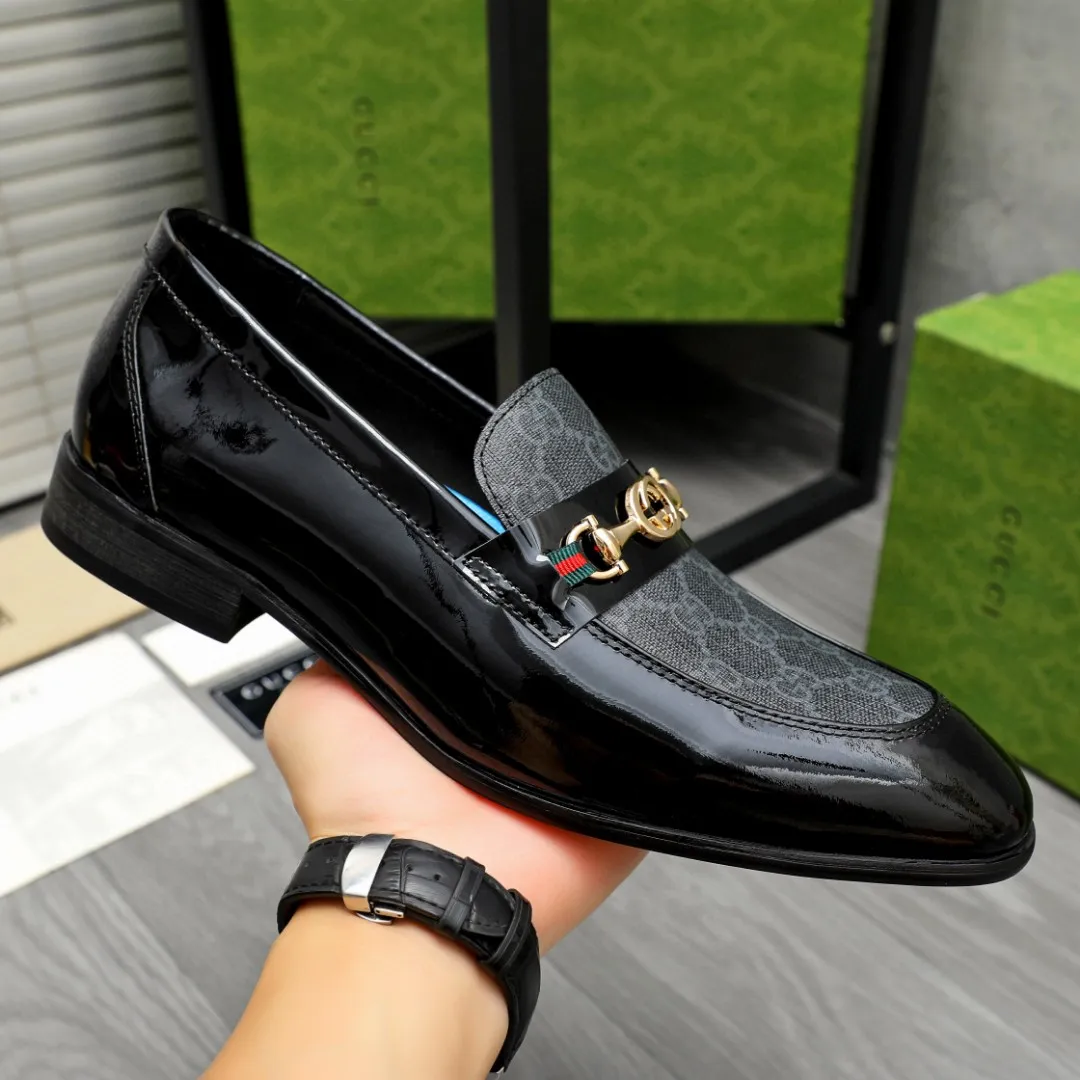 Men's shoes 💰480 Product trademark: GUCCI "Gucci" business slip-on leather shoes Regular size: 38-44 45 custom-made Product materials: Selected patent cowhide splicing printed upper, cowhide lining, original outsole